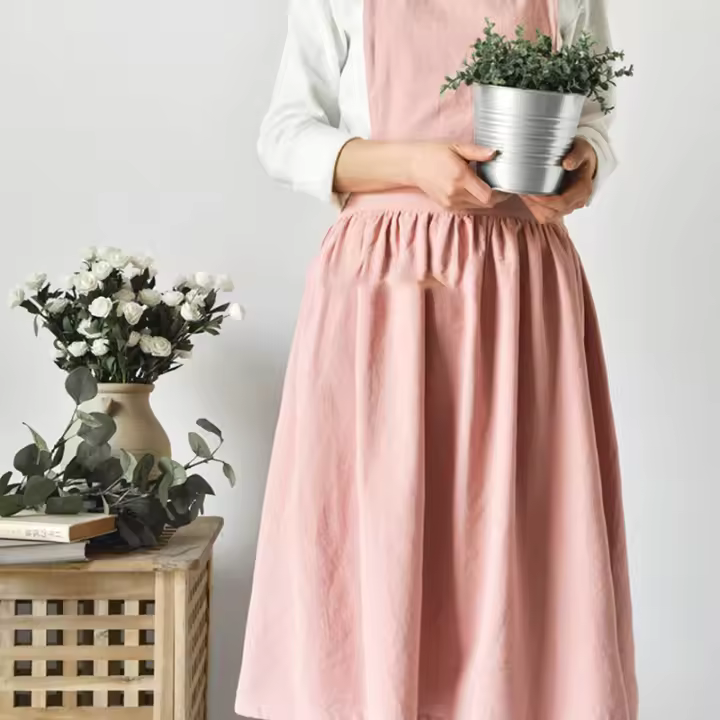 Delantal De Algodón Para Mujer Estilo Nórdico Con Cinturón Ajustable Diseños Lindos Para Cocina Y Cafetería 3 Colores - 1