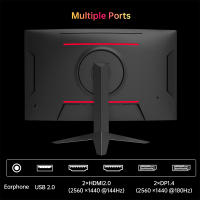 KTC Monitor Gaming Curvo de 27 ”, 180Hz, 2K QHD 2560 x 1440, 1ms, HVA 1500R Sin Marco, FreeSync & G-Sync, 16:9, 120% sRGB_4000:1_250cd/m²_3ms _Flicker-Free_ Low Blue Light, Pantalla de reducción de luz Azul, DP1.4, HDMI2.0, H27S17 - details 9