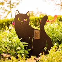 Estatuilla De Gato De Hierro Fundido Para Jardín Adorno De Exterior Decoración De Paisaje Metálica Color Negro Insertada En La Tierra - details 4