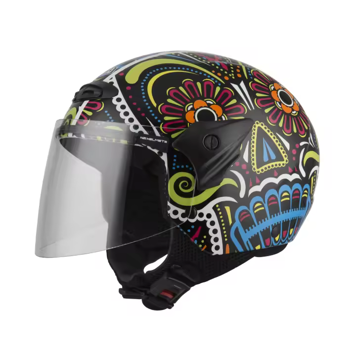 Casco de Moto Minijet Helix II Jr. NZI - Casco Abierto Popular para Niños - Carcasa de Nugema® - Homologación UNECE R.22.05 - Tallas: S L - Bolsa Portacascos Incluida - 1