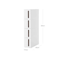 Cajonera estrecha con 4 cajones, deslizable con ruedas extraíbles, ahorro de espacio para baño, blanco y marrón o gris, 45x17x84 cm - details 9
