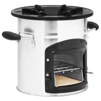 vidaXL Cocina leña camping acero inoxidable plateado 45,5x33x25,5 cm - details 2