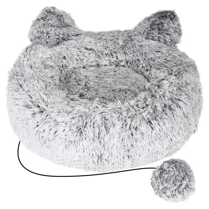 Nobleza - Cama Gato, Cama para Mascotas Lavable, Tela Suave con Bola Colgante Juguete, Forma de Oreja de Gato, 50X50X14CM - 1
