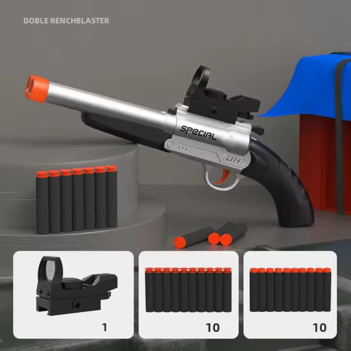 Pistola De Tiro Manual Doble Calibre S686 Juguetes De Armas De Fuego Seguras Para Niños Con Bala Suave Y Dardo De Espuma Material De Plástico Para Juegos De Niños Y Adolescentes - 1