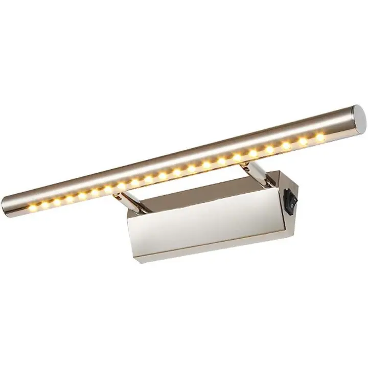 Luz Frontal de Espejo LED 5W - Lámpara de Baño con Interruptor - Iluminación de Maquillaje Impermeable - Aplique de Pared de Acero Inoxidable - Uso Interior - Blanco Cálido - 1