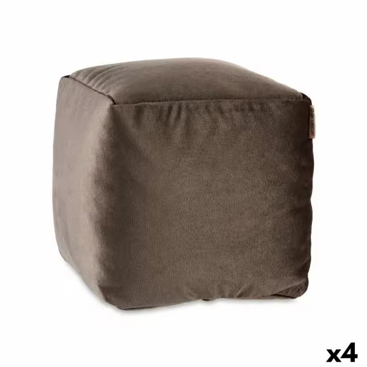 Puff Terciopelo Gris 30 x 30 x 30 cm (4 Unidades) - 1
