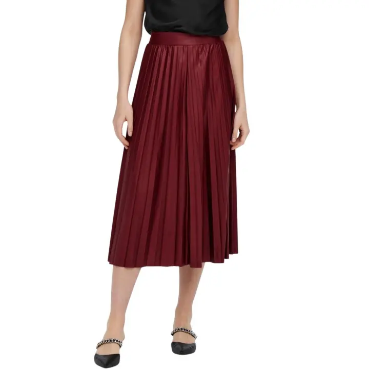 Falda Only Anina New Skirt Plisada Granate Mujer - 1