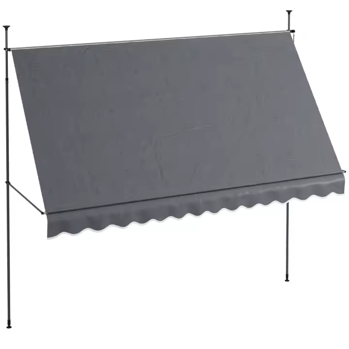 Outsunny Toldo Manual Retráctil 3,5x1,2 m Toldo Exterior Terraza Enrollable Altura Ajustable con Manivela 210-300 cm Sin Taladro Protección UV30+ para Balcón Jardín - 1
