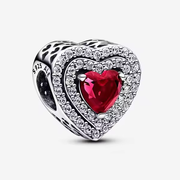 Pandora Charm de Colgante en Plata de Lei Charm Corazón Nivel Rojo Brillante 799218C02 ,Incluye Caja Original - 1