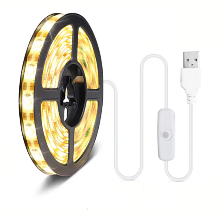 Tira LED Flexible 5V USB SMD2835 Luz Blanca Cálida Para Armarios Y TV Decoración De Hogar Cinta Luminosa No Impermeable - 1