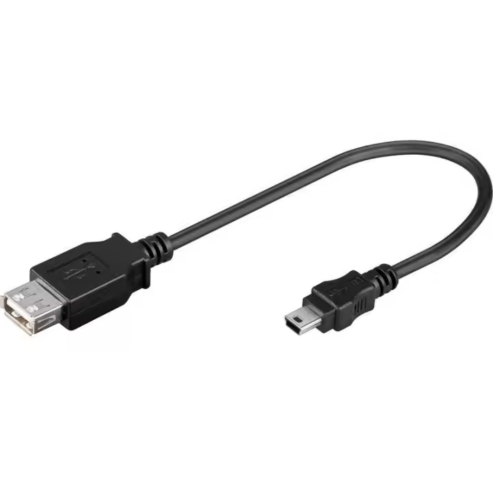Cable adaptador OTG USB hembra a MINI USB macho ⋆ Color negro ⋆ Conecta memorias, teclados y periféricos ⋆ Compatible con dispositivos con puerto mini USB ⋆ Diseño compacto ⋆ Envío desde España - 1