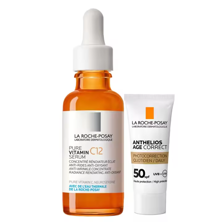 La roche posay pure vitamin c12 serum 30 ml + anthelios age correct spf50+ gift 3 ml - 1