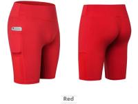 Pantalones cortos de Yoga para mujer con bolsillos laterales Fitness Running elásticos ajustados de secado rápido pantalones de cinco cuartos 2046 ropa deportiva - details 21