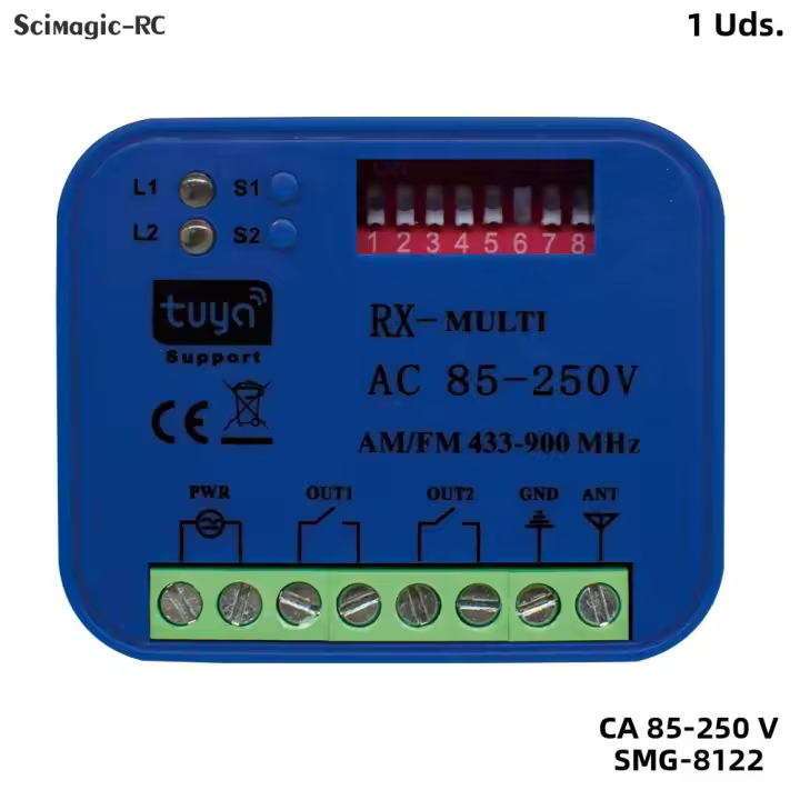 Receptor Inteligente WIFI RX-MULTI 300-900MHz Para Puerta De Garaje Controlador Tuya Código Rodante 433MHz Abrepuertas 12V 24V 220V Con Switch - 1