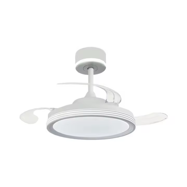 NARVI Ventilador de techo Blanco, con CABEZAL ILUMINADO y tiras de Led decorativas iluminadas, 3 Palas retráctiles, Motor DC, LED 45W x2 Regulable en Intensidad y Tonalidad. Con Memoria y Mando a distancia. Ref. Croacia Cabezal 8982 WH - 1