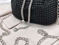 Bolso de cubo ligero y casual de negocios con decoración de rhinestones, diseño con cordón, bolso transparente con perlas falsas, bolso de noche elegante y exquisito de lujo discreto con rhinestones, perfecto para fiestas, cenas, vestidos navideños - details 3