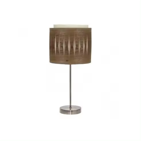 FABRILAMP Lámpara de Sobremesa Alexandra en Cuero y Madera Oscura - 42x17x17 Cm - 1