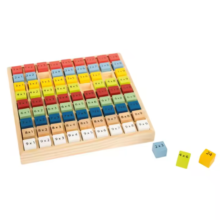 Small Foot Juguete Educativo de Madera: Tabla de Multiplicar del 1 Al 9 con Cubos de Colores - 1