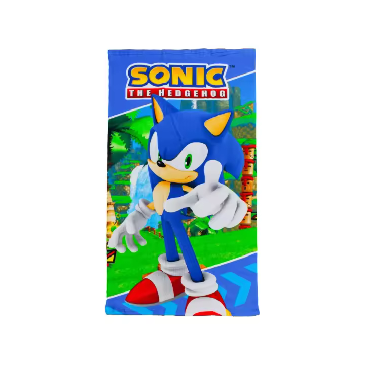 SUN & SURF Toalla de playa Infantil SONIC Licencia Original, Microfibra Rizo, Suave y Absorbente, Ideal para Piscina, Playa o Campo - 1