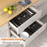 Organizador De Cajón De Cocina Ajustable En Expansión Para Cuchillos Y Cucharas En Negro Herramienta De Almacenamiento Para Utensilios De Cuchillería - details 6