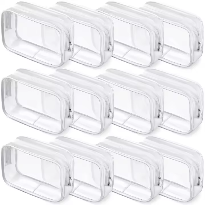 12 Piezas Bolsa de Cosméticos Transparent PVC with Cremallera Bolsa de Transporte de Artículos de Toque Transparente Bolsa de Maquillaje Cosmético Bolsa de Maquillaje Impermeable Estuche Organizador de Plástico de Vinilo para Baño de Vacaciones (Middle) - 1