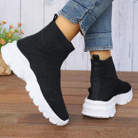 Botas De Invierno Para Mujer Calidad Superior Tejidas Botines Chelsea Moda Confort Medio Tacón Material Synthético Forro Poliéster - details 2