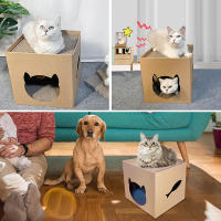 Casa De Gato Con Tablero De Rasguñar Casa Plegable Para Mascotas Con Almohadillas De Rasguñar Caja De Cartón Para Conejo Escondite Para Gato - details 5