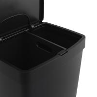 Cubo de basura o reciclaje 70L, VERTICAL, en 2 Compartimentos, Papelera para residuos, 76 cm de altura, fácil gestión, Negro - details 6