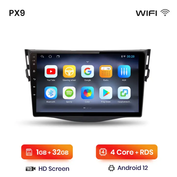 AWESAFE inalámbrico CarPlay Android Auto Radio para toyota Rav4 2007 2008 2009 2010 2011 coche reproductor multimedia GPS 2 din autoradio volante controles RDS Bluetooth - 1