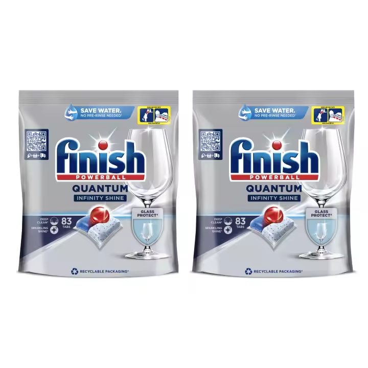 Finish Quantum Infinity Shine pastillas para lavavajillas, 2 paquetes de 83 pastillas - 1