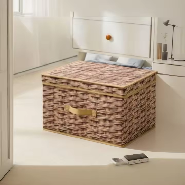 Caja de almacenamiento de escritorio con patrón de bambú, caja de almacenamiento para refrigerios y cosméticos, caja de almacenamiento para ropa y camisetas, caja plegable de gran capacidad 40*30*25 cm - 1
