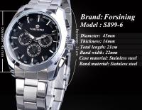 Reloj Mecánico Forsining Para Hombre Estilo Negocios Dial Negro Con Calendario Y Punteros Luminosos Acero Inoxidable Resistente Al Agua - details 2