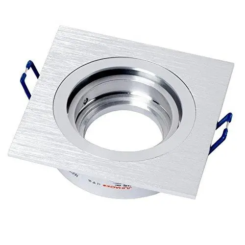 Foco cuadrado con base empotrable de aluminio GU10, aluminio, plata basculación 30º, aluminio, 220 V, color gris 1024 - 1