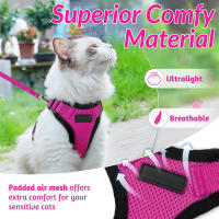 ATUBAN Juego De Correa Y Arnes Para Gato Estilo Elegante Y Antirrueda Ajustable Transpirable Con Encaje Reflectante Para Mascotas - details 3