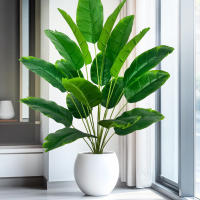 Árbol De Palma Tropical Artificial 84-120cm Hojas De Plátano Falsas Toque Real Strelitzia Plantas De Plástico Para Jardín Y Hogar - details 1