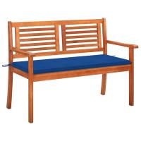 vidaXL Banco de jardín 2 plazas madera maciza eucalipto y cojín 120 cm en color Negro/Antracita/Estampados cuadros grises y más | acolchados duraderos para sofás de jardín terraza exterior - details 8