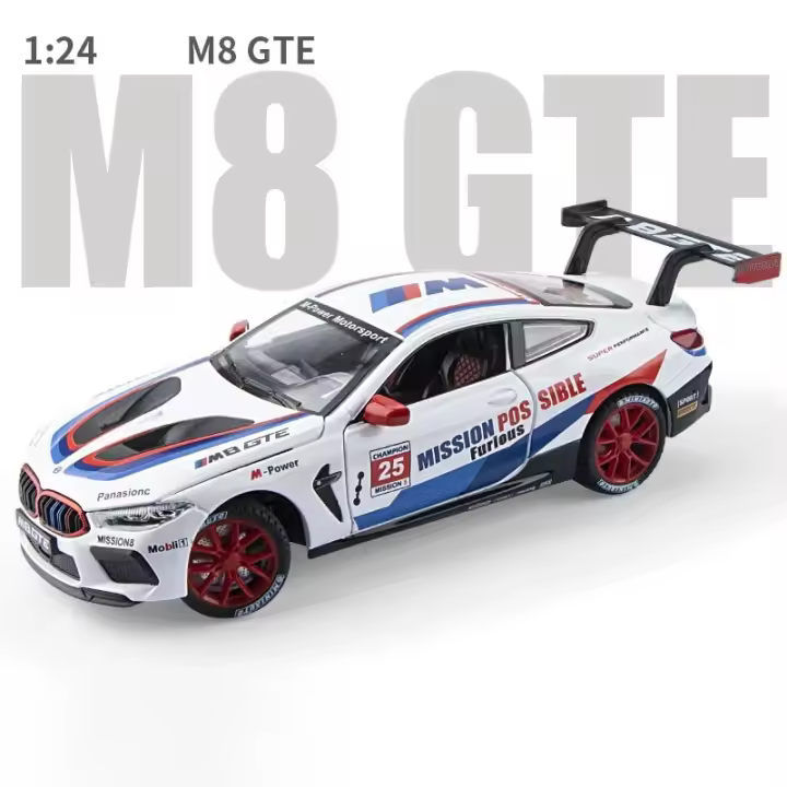 Modelo De Coche BMW M8 De Aleación 1:24 Con Sonido Y Luz Vehículo De Retroceso Para Juguete Decorativo Para Niños Regalo Simulación Alta - 1