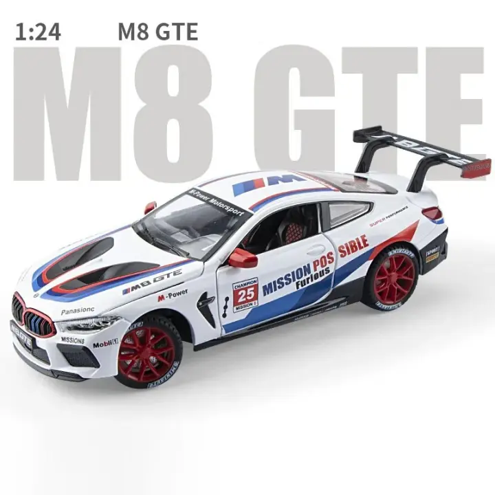 Modelo De Coche BMW M8 De Aleación 1:24 Con Sonido Y Luz Vehículo De Retroceso Para Juguete Decorativo Para Niños Regalo Simulación Alta - 1