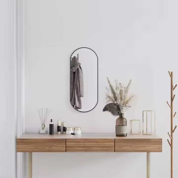 Espejo de pared ovalado negro 70x30 cm - 1