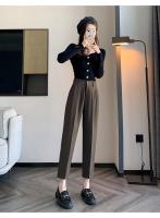 Pantalones De Trabajo Mujer Estilo Casual Cintura Alta Botones Talla Grande Color Caqui Largo Hasta El Tobillo Trasero Ancho - details 63