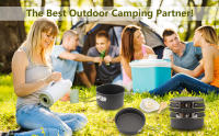 Juego de utensilios de cocina para acampar para 2 personas, equipo de camping, utensilios de fogata, antiadherentes, ligeros, apilables, ollas y tazones, bolsa de almacenamiento - details 1