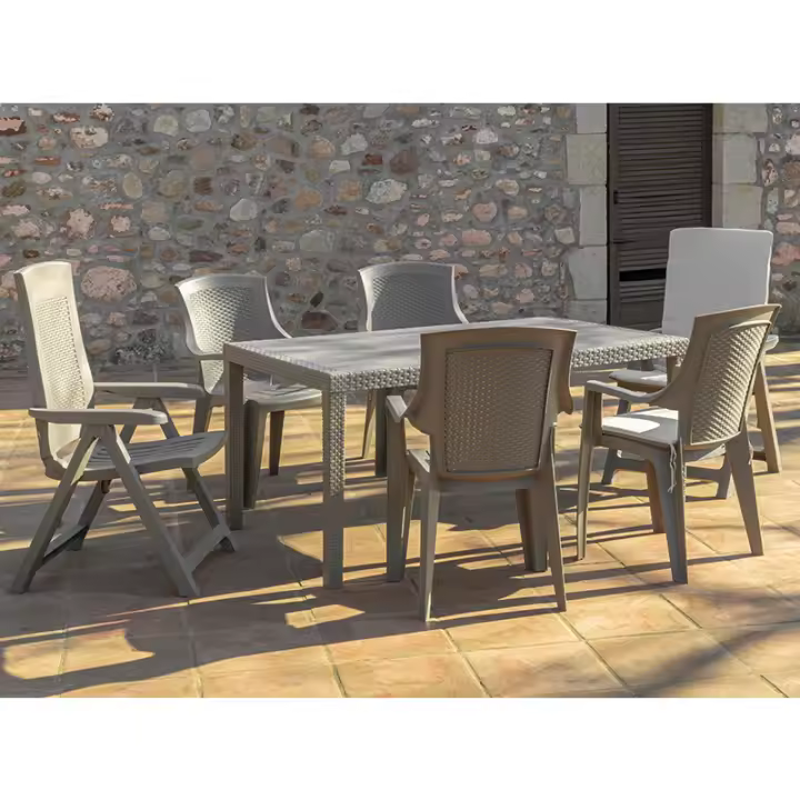 Conjunto De Jardín Florida 5 Taupe: 1 Mesa Rectangular + 2 Sillones Posiciones + 4 Sillones - 1