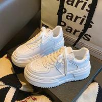 Nuevas Zapatillas De Deporte Para Mujer 2024 Cuero PU Blanco Transpirables Zapatos De Plataforma Planos Para Caminar Y Correr - details 2