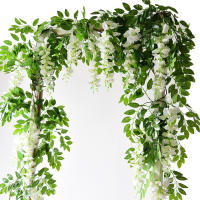 Guirnalda De Flores Artificiales Wisteria Para Decoración De Boda Arco Fondo Plantas Falsas Rattan Ivy Pared Material Seda - details 0