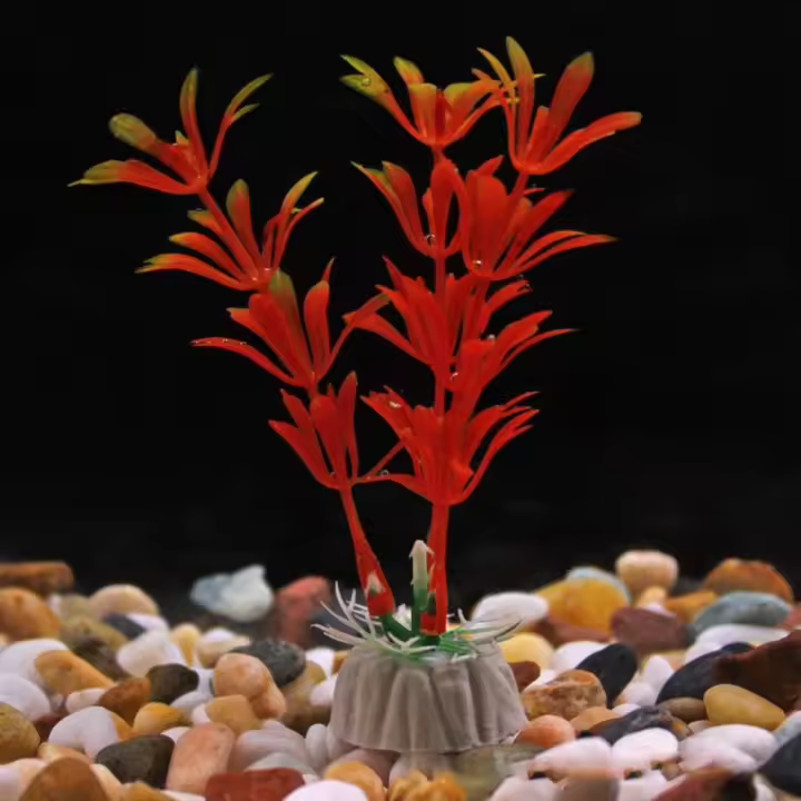 Plantas Submarinas Artificiales Para Acuarios Decoración De Plástico Realista 10cm Falsas Malvaviscas Adorno Para El Hogar - 1
