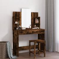 vidaXL Tocador con espejo 96x39x142 cm en color Negro/Gris hormigón/Gris sonoma y más | decorativo de pared para baño dormitorio recibidor moderno - details 4