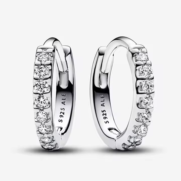 Pandora Pendientes de Aro en Plata de Ley Abrazo Brillante，Incluye Caja Original - 1