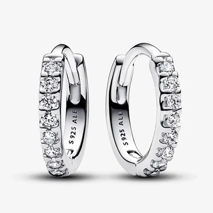 Pandora Pendientes de Aro en Plata de Ley Abrazo Brillante，Incluye Caja Original - 1