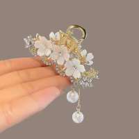 1pcs Hermoso Y Elegante Pinza Para Cabello Con Flor De Cristal Y Perla Para Mujeres Y Niñas Accesorios De Peluca Para Fiestas Y Cuentas De Cabellera - details 2