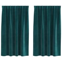Cortinas Opacas vidaXL con cinta superior 2 pcs Verde Oscuro Terciopelo - details 1